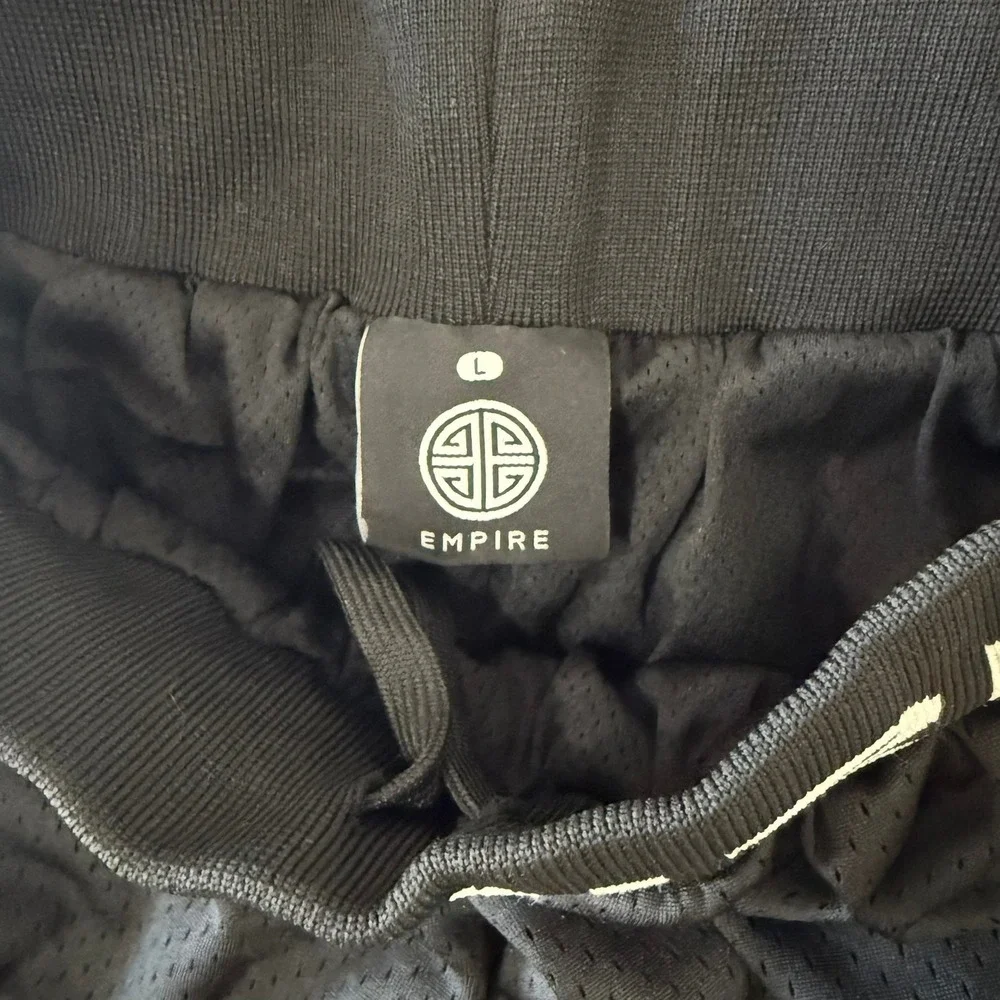 Empire Black Mesh Basketball‎ Shorts Athletic Drawstring Zipper Pockets Mens